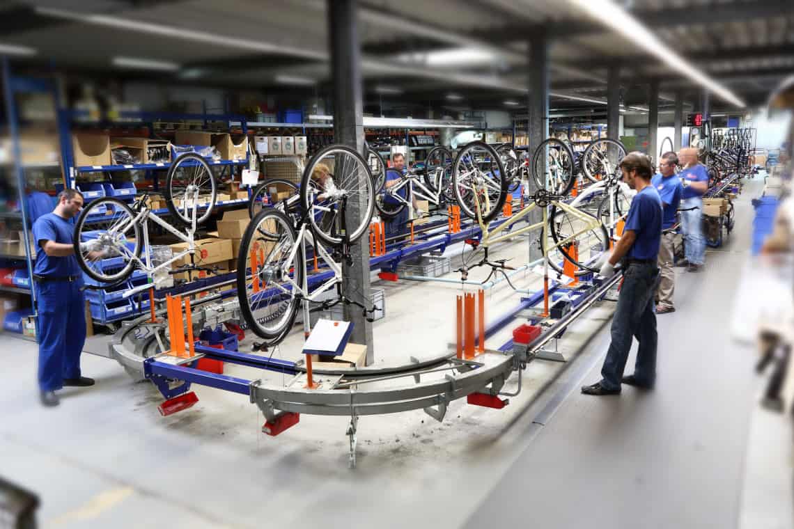 Chaine d'assemblage de vélo assemblage velo conception montage